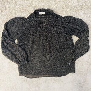 LOFT Black and White Patterned Blouse (XSP)